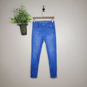 American Eagle Skinny Jeans Hi Rise Jeggings Bright Blue 6